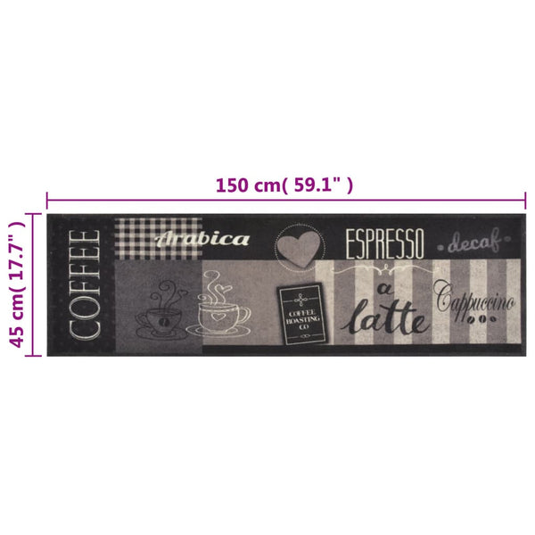 vidaXL Washable Kitchen Runner Coffee Black 45x150 cm Velvet