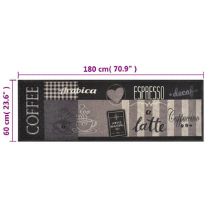 vidaXL Washable Kitchen Runner Coffee Black 60x180 cm Velvet