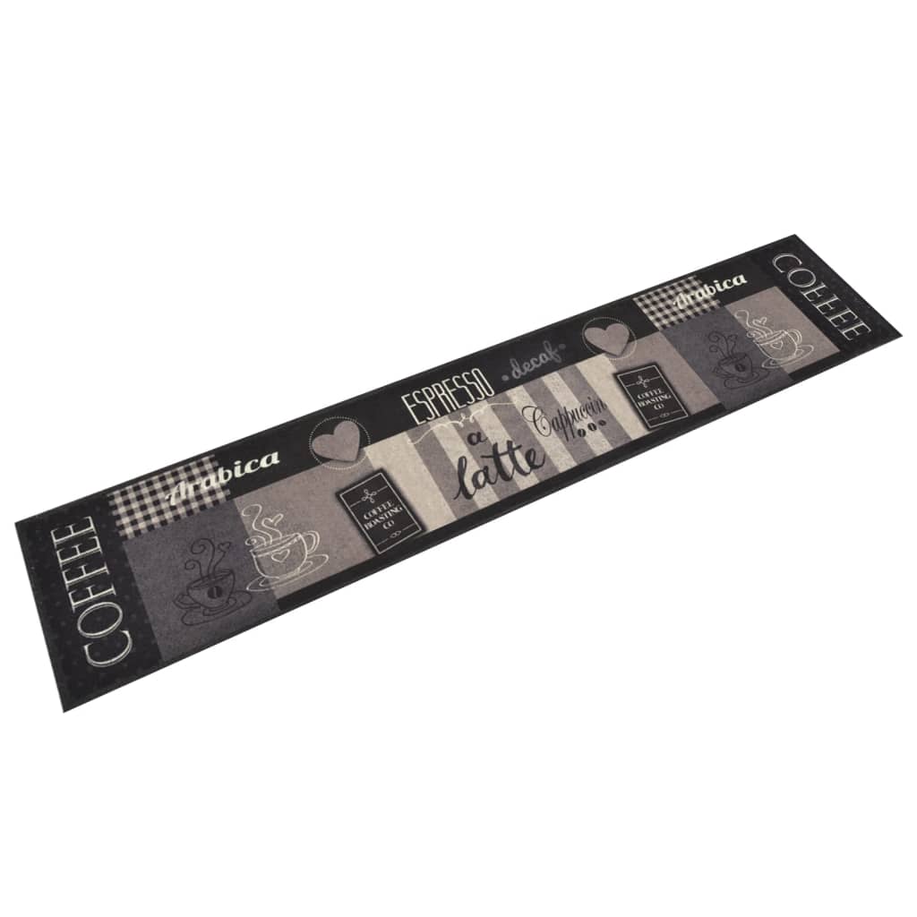 vidaXL Kitchen Runner Washable Coffee Black 60x300 cm Velvet