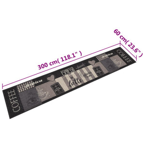 vidaXL Kitchen Runner Washable Coffee Black 60x300 cm Velvet