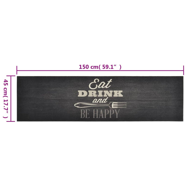 vidaXL Kitchen Runner Washable Kitchen Black 45x150 cm Velvet