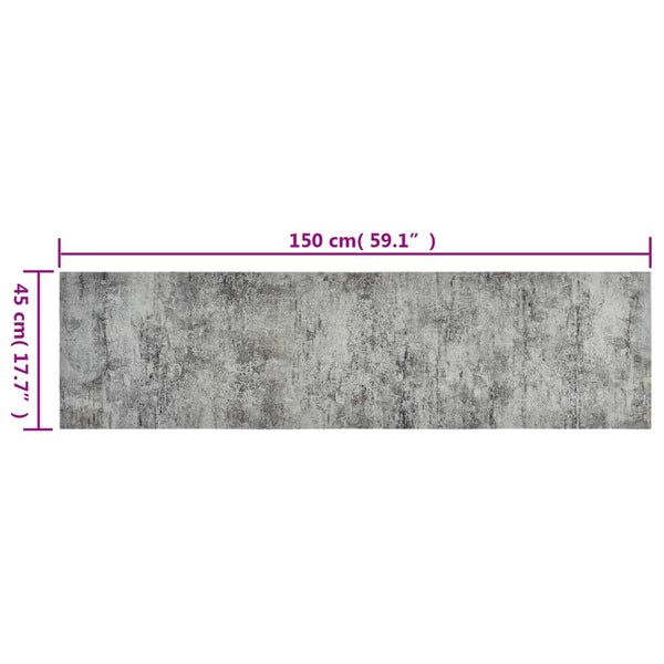 vidaXL Washable Kitchen Runner Concrete 45x150 cm Velvet