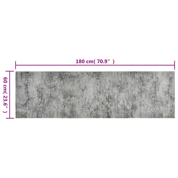 vidaXL Washable Kitchen Runner Concrete 60x180 cm Velvet