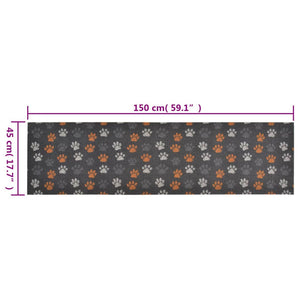 vidaXL Washable Kitchen Runner Paws 45x150 cm Velvet