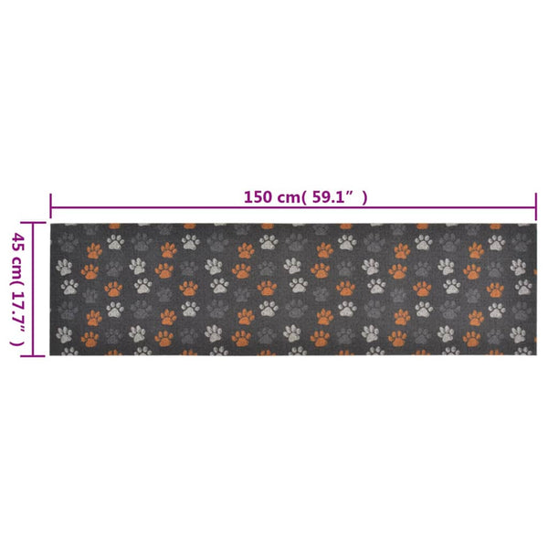 vidaXL Washable Kitchen Runner Paws 45x150 cm Velvet