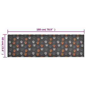 vidaXL Kitchen Runner Washable Paws 60x180 cm Velvet