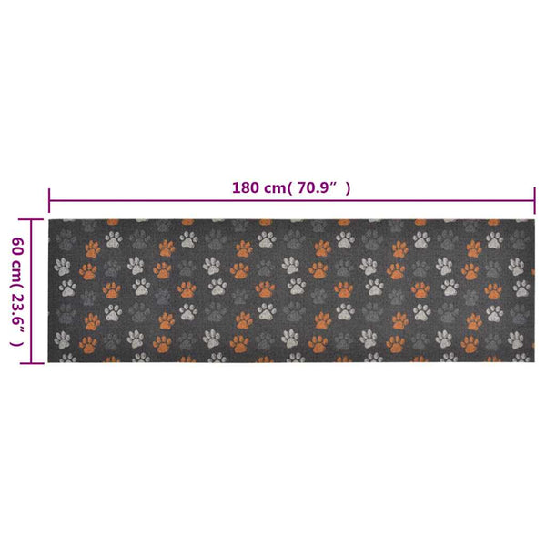 vidaXL Kitchen Runner Washable Paws 60x180 cm Velvet