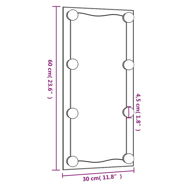vidaXL Wall Mirror with LED Lights 30x60 cm Glass Rectangular