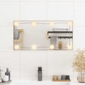 vidaXL Wall Mirror with LED Lights 30x60 cm Glass Rectangular