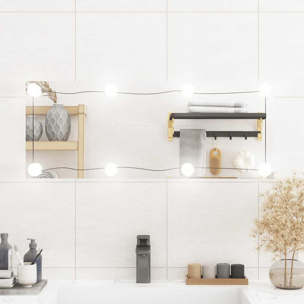 vidaXL Wall Mirror with LED Lights 30x80 cm Glass Rectangular