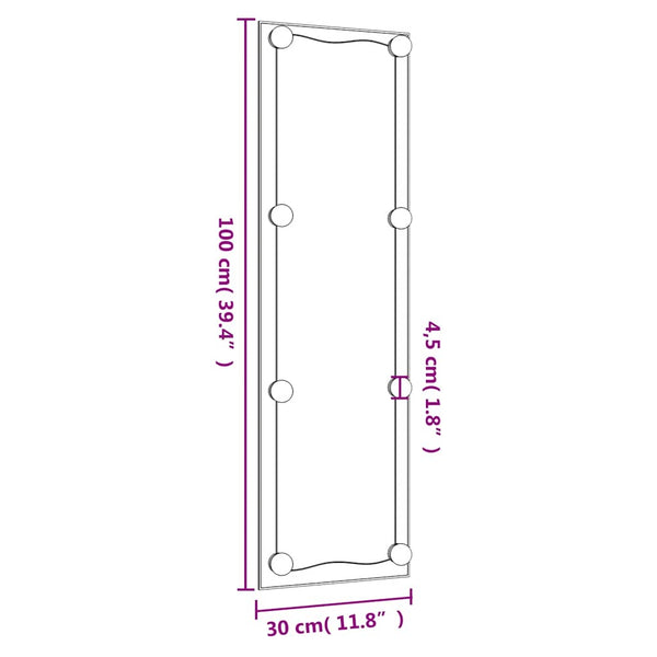 vidaXL Wall Mirror with LED Lights 30x100 cm Glass Rectangular
