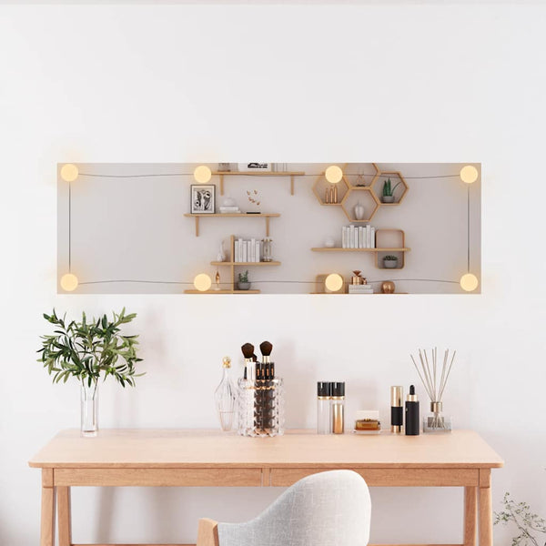 vidaXL Wall Mirror with LED Lights 30x100 cm Glass Rectangular