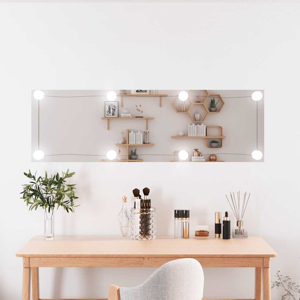 vidaXL Wall Mirror with LED Lights 30x100 cm Glass Rectangular