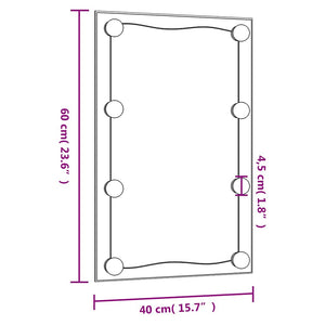 vidaXL Wall Mirror with LED Lights 40x60 cm Glass Rectangular