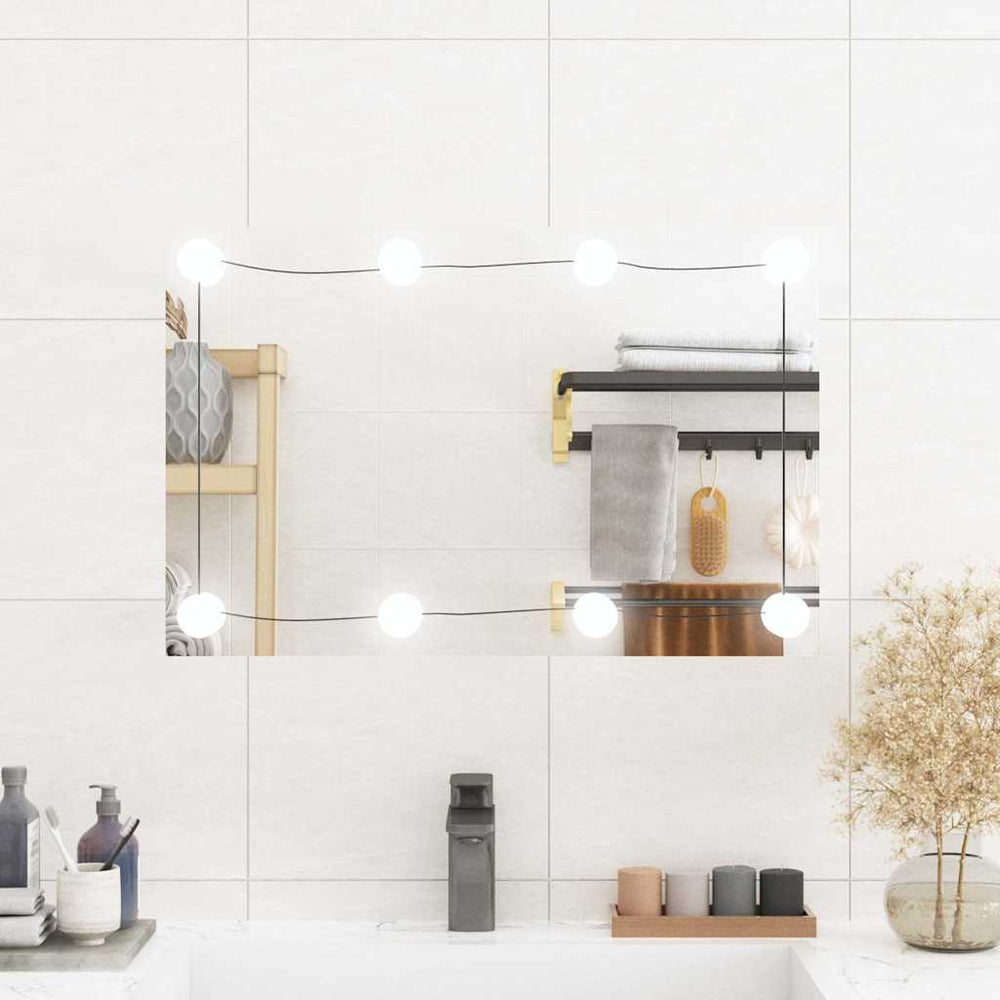 vidaXL Wall Mirror with LED Lights 40x60 cm Glass Rectangular