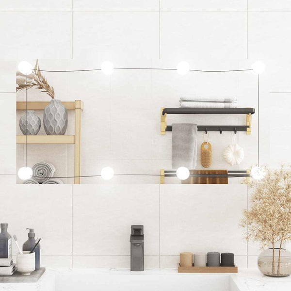 vidaXL Wall Mirror with LED Lights 40x80 cm Glass Rectangular