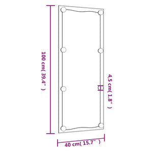 vidaXL Wall Mirror with LED Lights 40x100 cm Glass Rectangular