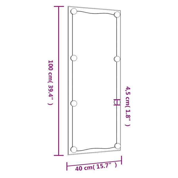 vidaXL Wall Mirror with LED Lights 40x100 cm Glass Rectangular