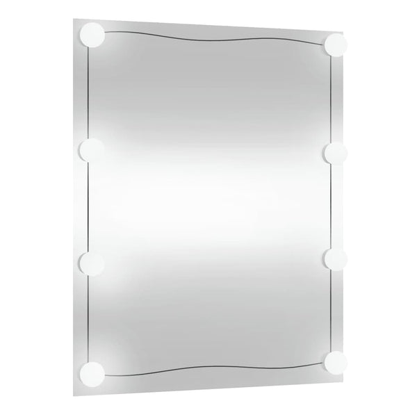 vidaXL Wall Mirror with LED Lights 50x60 cm Glass Rectangular