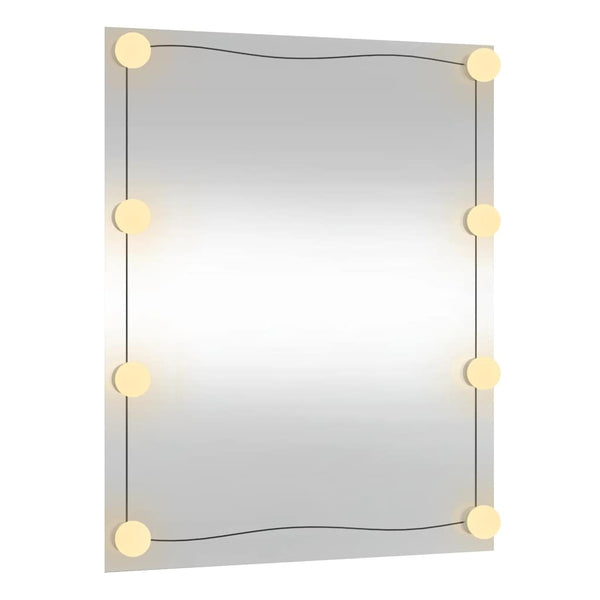 vidaXL Wall Mirror with LED Lights 50x60 cm Glass Rectangular