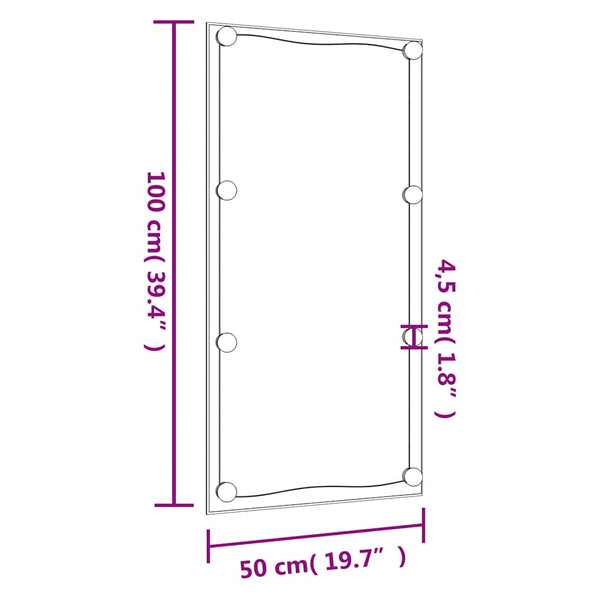 vidaXL Wall Mirror with LED Lights 50x100 cm Glass Rectangular