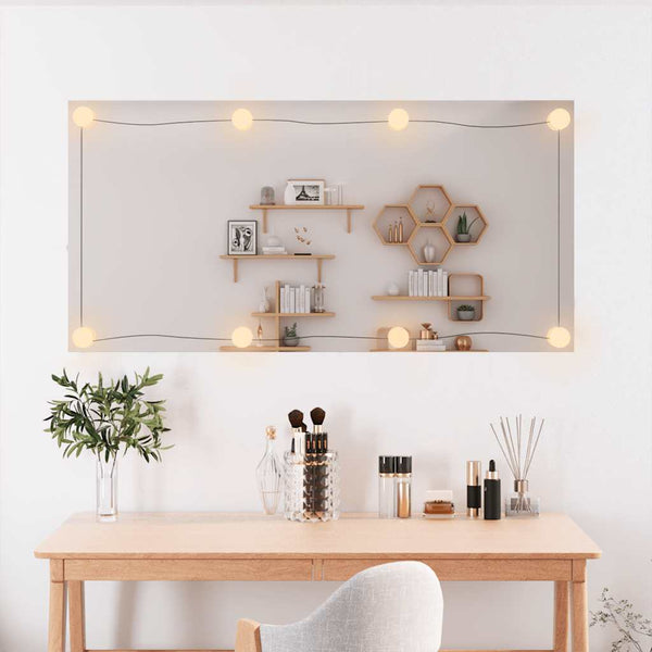 vidaXL Wall Mirror with LED Lights 50x100 cm Glass Rectangular