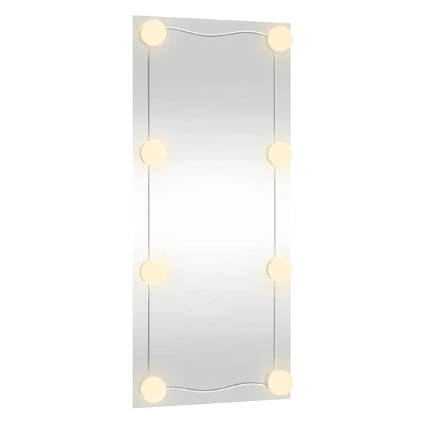 vidaXL Wall Mirror with LED Lights 50x100 cm Glass Rectangular
