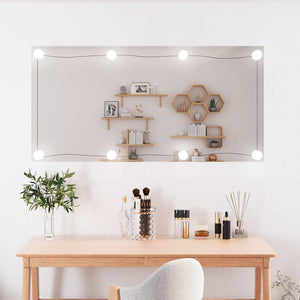 vidaXL Wall Mirror with LED Lights 50x100 cm Glass Rectangular