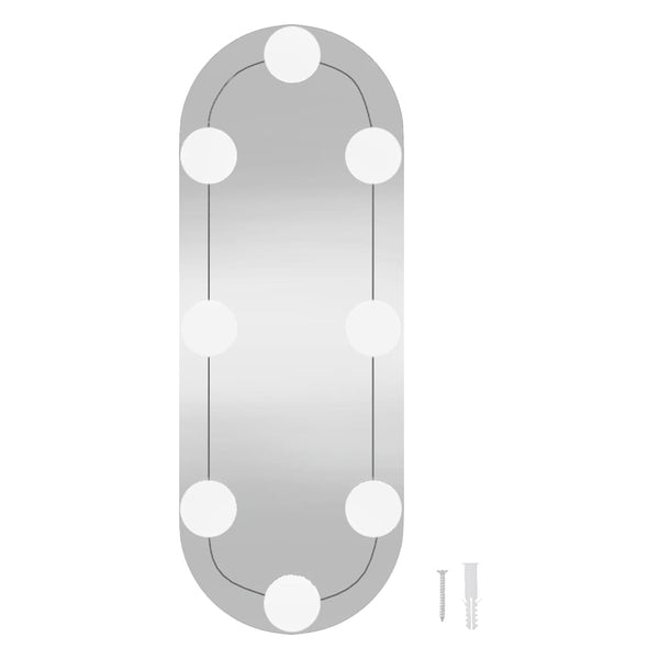 vidaXL Wall Mirror with LED Lights 15x40 cm Glass Oval