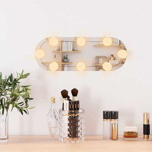 vidaXL Wall Mirror with LED Lights 15x40 cm Glass Oval