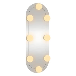 vidaXL Wall Mirror with LED Lights 15x40 cm Glass Oval