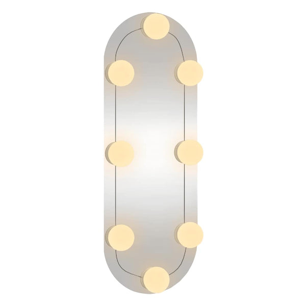 vidaXL Wall Mirror with LED Lights 15x40 cm Glass Oval