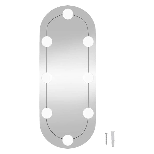 vidaXL Wall Mirror with LED Lights 20x50 cm Glass Oval