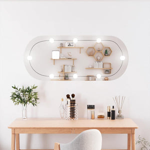 vidaXL Wall Mirror with LED Lights 25x60 cm Glass Oval
