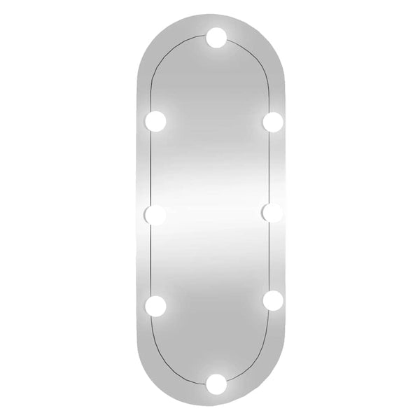 vidaXL Wall Mirror with LED Lights 30x70 cm Glass Oval