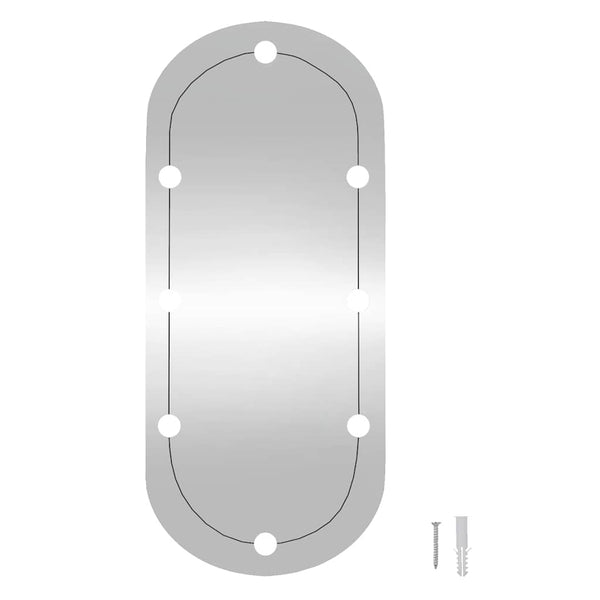 vidaXL Wall Mirror with LED Lights 30x70 cm Glass Oval