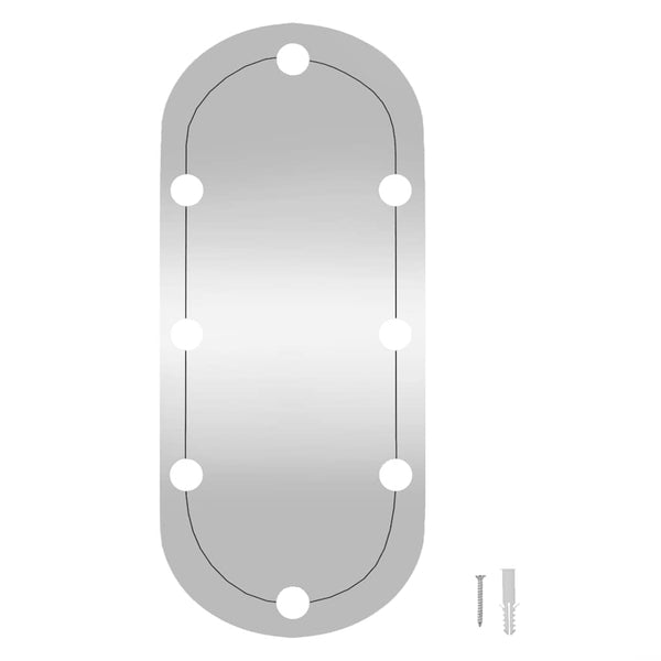 vidaXL Wall Mirror with LED Lights 35x80 cm Glass Oval