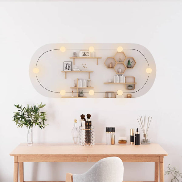vidaXL Wall Mirror with LED Lights 40x90 cm Glass Oval