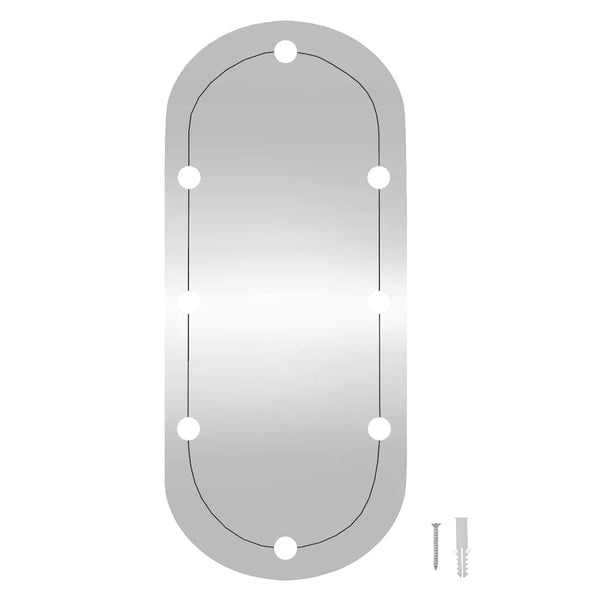 vidaXL Wall Mirror with LED Lights 45x100 cm Glass Oval