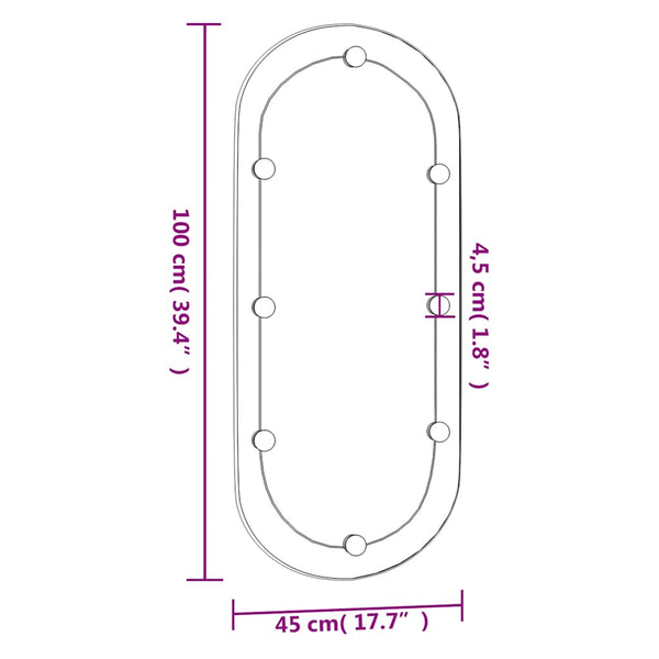 vidaXL Wall Mirror with LED Lights 45x100 cm Glass Oval
