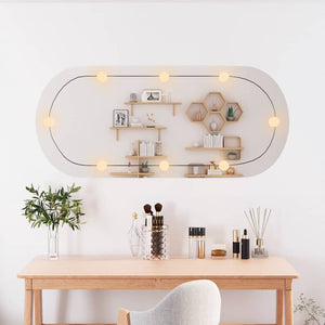 vidaXL Wall Mirror with LED Lights 45x100 cm Glass Oval