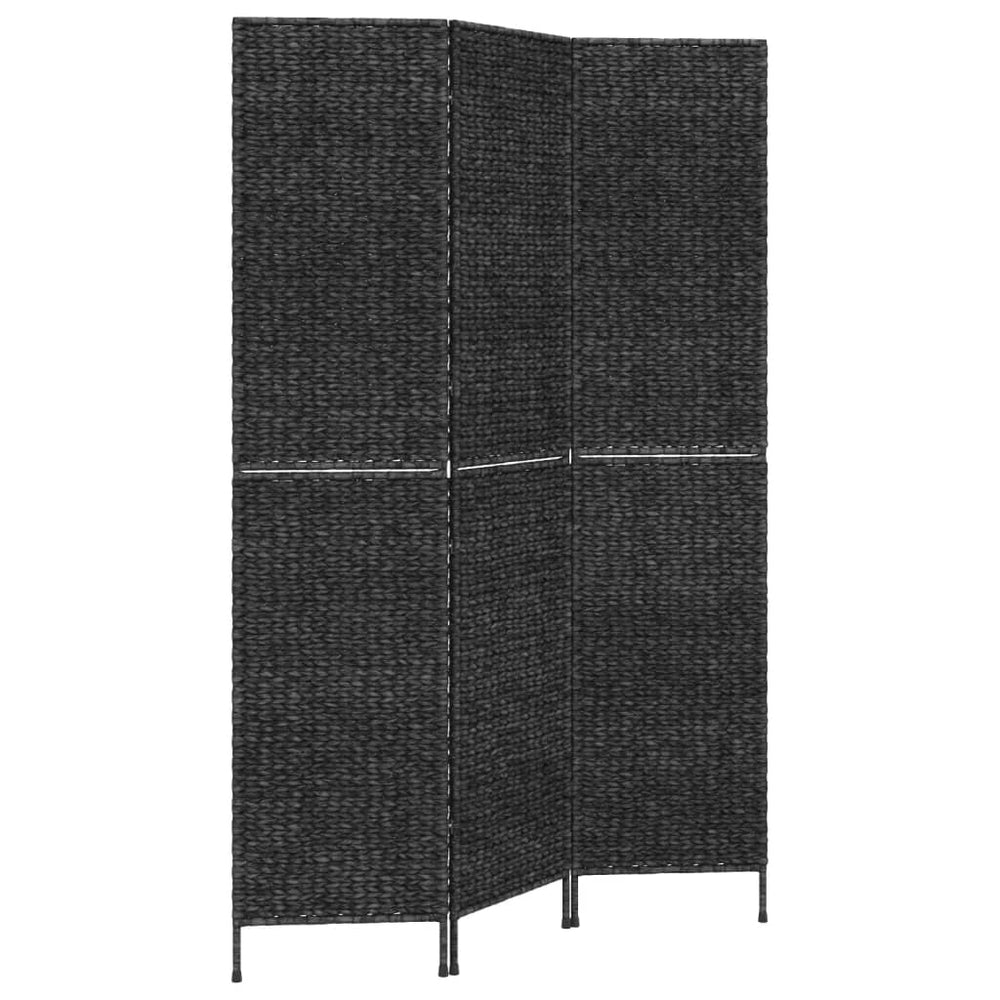 Schwarzer 3-teiliger Paravent aus Wasserhyazinthe, 122x180 cm