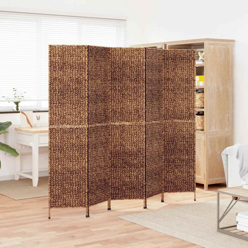 5-teiliger Paravent Braun Wasserhyazinthe 205x180 cm