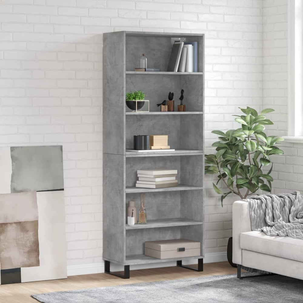 vidaXL Highboard Concrete Gray 69.5x32.5x180 cm Engineered Wood