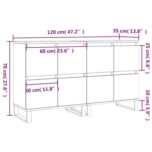 vidaXL Sideboards 2 pcs. Sonoma Oak Engineered Wood