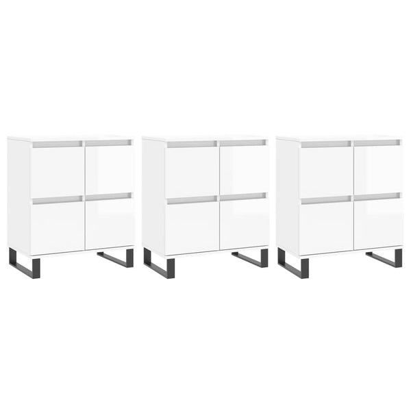 vidaXL Sideboards 3 pcs. High-Gloss White Engineered Wood