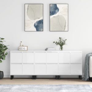 vidaXL Sideboards 3 pcs. High-Gloss White Engineered Wood