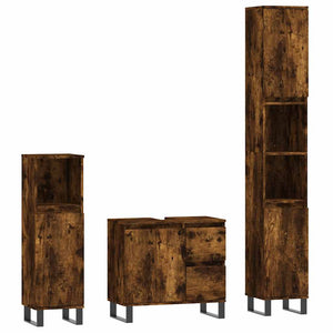 vidaXL 3-Piece Bathroom Furniture Set Smoked Oak Engineered Wood