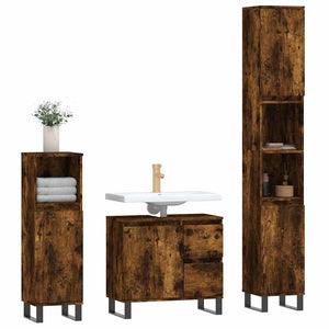 vidaXL 3-Piece Bathroom Furniture Set Smoked Oak Engineered Wood