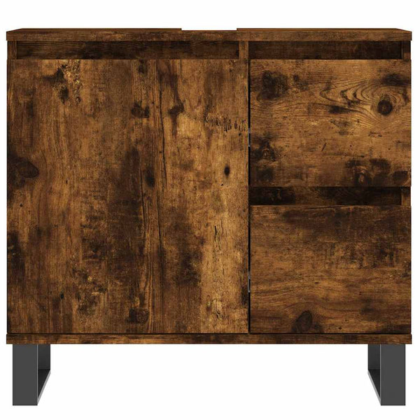 vidaXL 3-Piece Bathroom Furniture Set Smoked Oak Engineered Wood